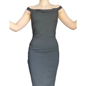 Black off the shoulder pencil dress